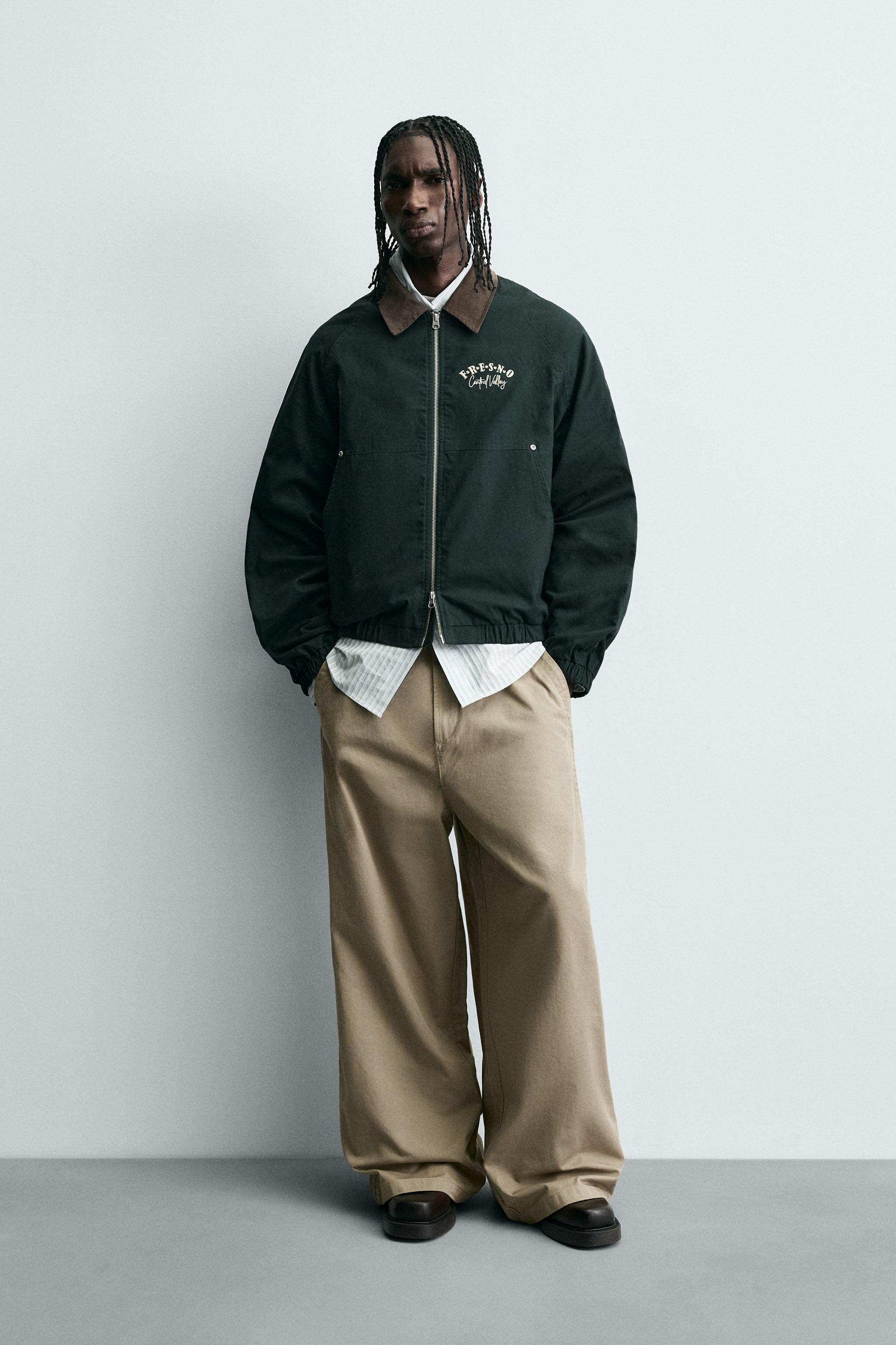 コントラストカラー刺繍入りジャケット - グリーン | ZARA Japan / 日本