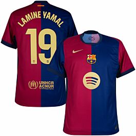 Nike Barcelona Home KIDS Lamine Yamal 19 Shirt 2024-2025 (La Liga)