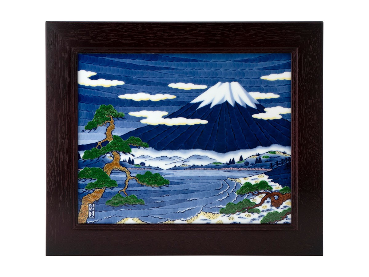 源右衛門窯 染錦富士図 陶額 / げんえもんがま 染錦富士図 陶額