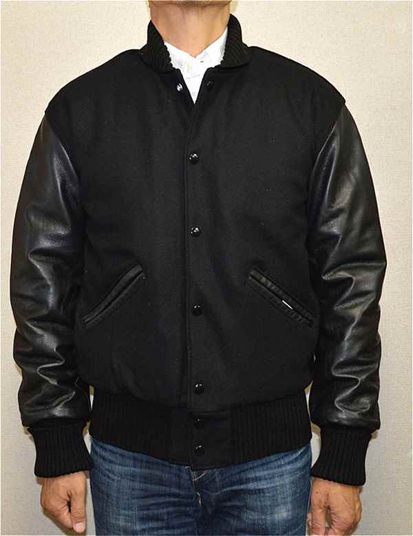 ALL BLACK DeLONG ブラック 黒 無地 デロング スタジャン スタジャン