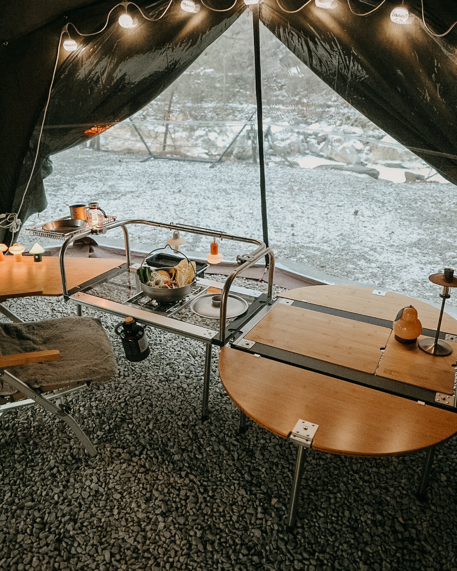 3-Unit Semi-Circle Bamboo Sliding Table w/Bag (2 Pieces