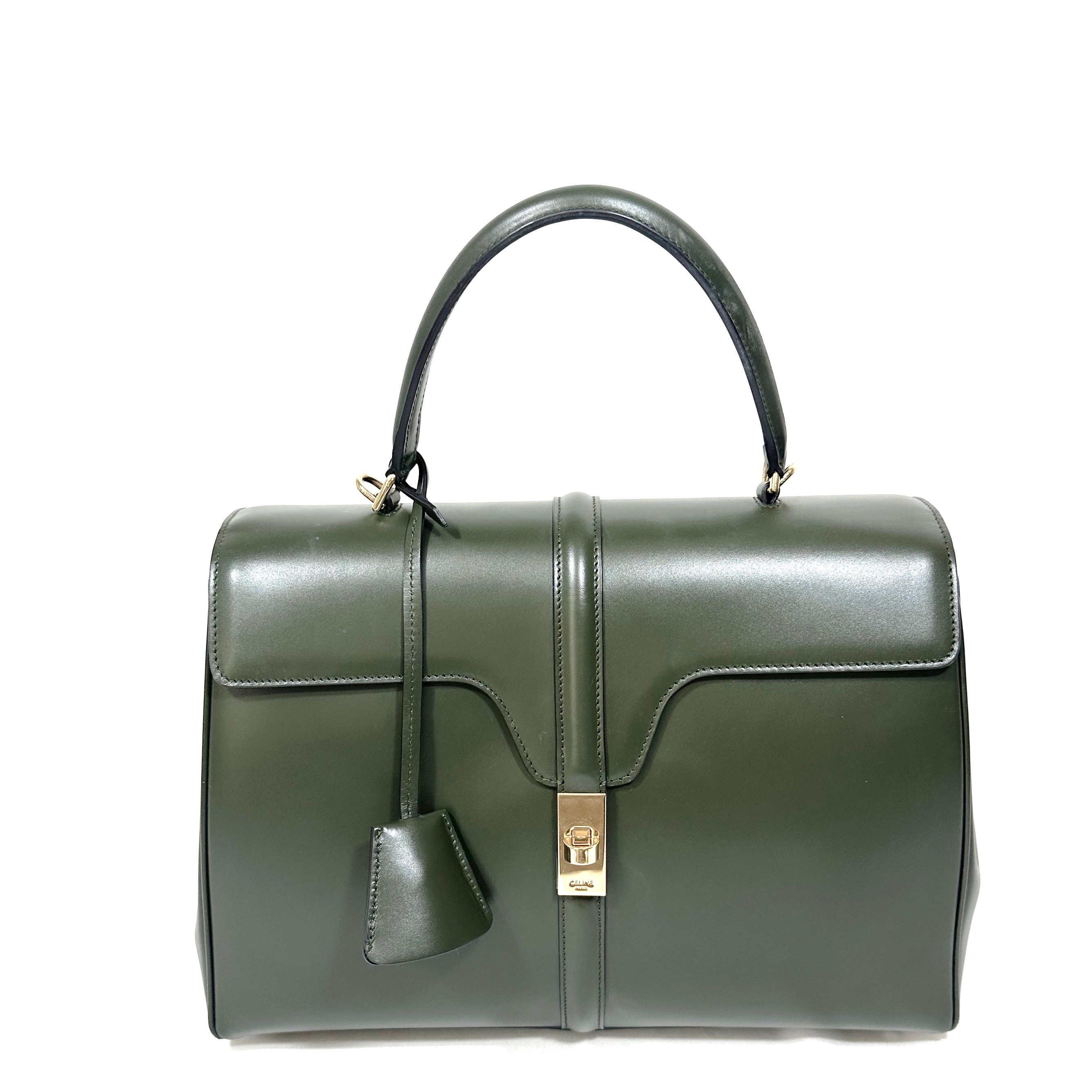 Celine Classic /Medium 16 Handbag in Green Leather - Still in Fashion